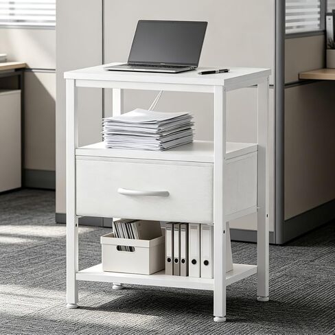 SMUG Office Chest File Cabinets with 1 Drawer Fabric Drawer,Small Night Stand with Open Adjustable Shelf in Kuwait