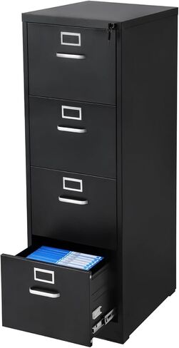 4 Drawer File Cabinet with Lock, Steel, Black, A4 Filing Storage Cabinet in Kuwait