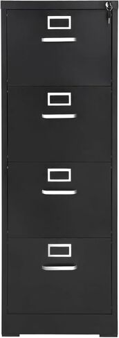 4 Drawer File Cabinet with Lock, Steel, Black, A4 Filing Storage Cabinet in Kuwait