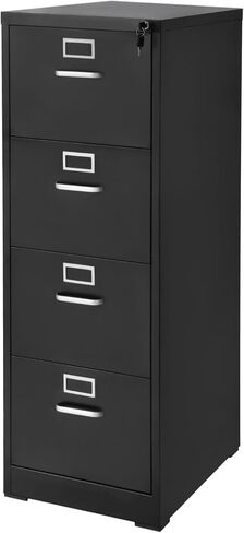 4 Drawer File Cabinet with Lock, Steel, Black, A4 Filing Storage Cabinet in Kuwait