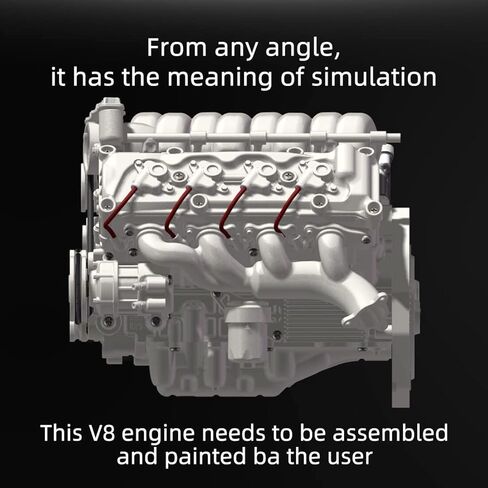 MAD RC 3D الطباعة الراتنج محاكاة العمل الديناميكي V8 محرك الاحتراق الداخلي نموذج محرك التجميع DIY إصدار مجموعة لـ AX90104 SCX10Ⅱ Capra VS4-10 Pro/Ultra Model Vehicle اللون الأصلي in Kuwait