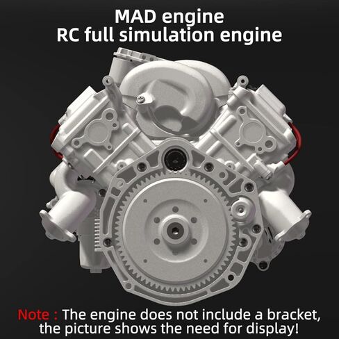 MAD RC 3D الطباعة الراتنج محاكاة العمل الديناميكي V8 محرك الاحتراق الداخلي نموذج محرك التجميع DIY إصدار مجموعة لـ AX90104 SCX10Ⅱ Capra VS4-10 Pro/Ultra Model Vehicle اللون الأصلي in Kuwait
