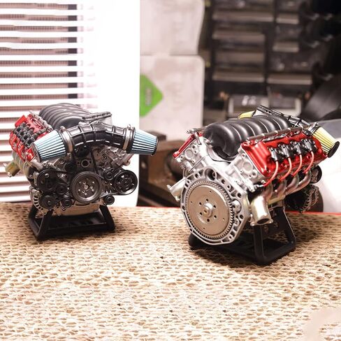 MAD RC 3D الطباعة الراتنج محاكاة العمل الديناميكي V8 محرك الاحتراق الداخلي نموذج محرك التجميع DIY إصدار مجموعة لـ AX90104 SCX10Ⅱ Capra VS4-10 Pro/Ultra Model Vehicle اللون الأصلي in Kuwait