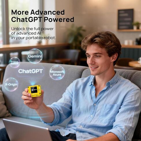 X-Origin AIPI-Lite AI Robot ChatGPT مدعوم، تمثيل صوتي واقعي، محادثة عاطفية، ذاكرة طويلة المدى، مساعد روبوت سطح المكتب للتعرف على بصمة الصوت مع بطارية للدعم الجمالي (أصفر) in Kuwait