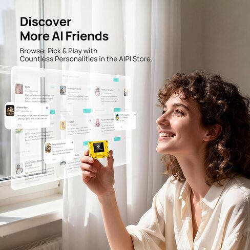 X-Origin AIPI-Lite AI Robot ChatGPT مدعوم، تمثيل صوتي واقعي، محادثة عاطفية، ذاكرة طويلة المدى، مساعد روبوت سطح المكتب للتعرف على بصمة الصوت مع بطارية للدعم الجمالي (أصفر) in Kuwait