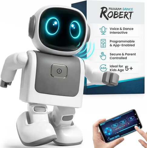 SmartyBot Smart Robot Toy for Kids - Interactive Remote Control Robot with App, Programmable Moves, 7 Customizable LED Eye Colors, Reacts to Music, STEM Learning Toy for Boys & Girls Ages 4 5 6 7 8 9 in Kuwait