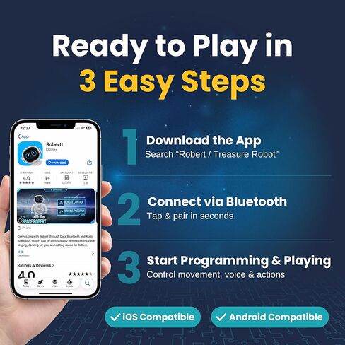 SmartyBot Smart Robot Toy for Kids - Interactive Remote Control Robot with App, Programmable Moves, 7 Customizable LED Eye Colors, Reacts to Music, STEM Learning Toy for Boys & Girls Ages 4 5 6 7 8 9 in Kuwait