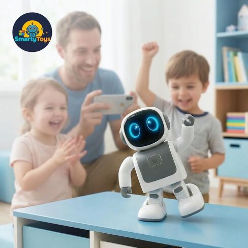 SmartyBot Smart Robot Toy for Kids - Interactive Remote Control Robot with App, Programmable Moves, 7 Customizable LED Eye Colors, Reacts to Music, STEM Learning Toy for Boys & Girls Ages 4 5 6 7 8 9 in Kuwait