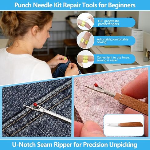 38 PCS Stainless Steel Needles for Hand Sewing with Storage Bag, Needle and Thread Kit for Sewing Clothes, Heavy Duty Sewing Kit Suture Remover, Thimble, Threaders,5 Color Threads Tailors Awl in Kuwait