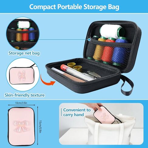 38 PCS Stainless Steel Needles for Hand Sewing with Storage Bag, Needle and Thread Kit for Sewing Clothes, Heavy Duty Sewing Kit Suture Remover, Thimble, Threaders,5 Color Threads Tailors Awl in Kuwait