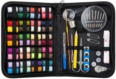 128 PCS Sewing Kit for Adults & Beginners, Premium Portable Travel Sewing Kit with 40 Color Threads, Needle and Thread Kit for Emergency Repairs, DIY Sewing Supplies for Home, Travel, and Dorm in Kuwait