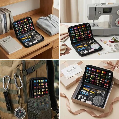 128 PCS Sewing Kit for Adults & Beginners, Premium Portable Travel Sewing Kit with 40 Color Threads, Needle and Thread Kit for Emergency Repairs, DIY Sewing Supplies for Home, Travel, and Dorm in Kuwait