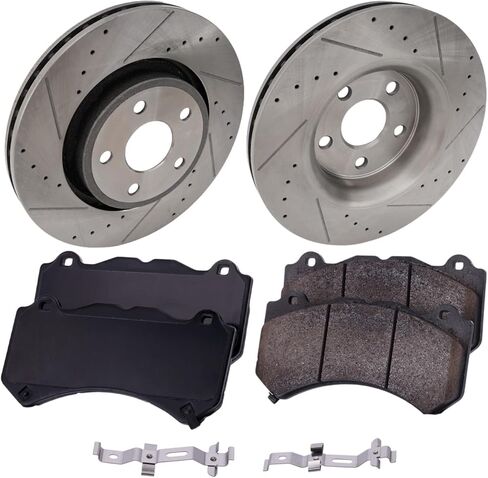 Replacement Disc Brake and Ceramic Pad Kit compatible with Dodge Durango 2018 6.4L V8 (350mm Front Disc) Front 2-Wheel Set in Kuwait
