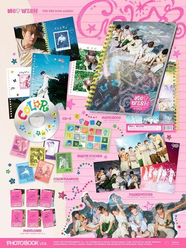 NCT WISH COLOR 3rd Mini Album [Photobook Ver.] CD + Photobook + Photocard + Poster + Sticker in Kuwait