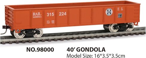 40' Gondola Freight Car, HO Scale Model Train Car, Orange, Rail Gondola 315 224, 16x3.5x3.5cm in Kuwait
