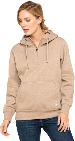 Ariat Female Rebar Skill Set 1/2 Zip Hoodie Dark Oatmeal Heather XX-Large in Saudi Arabia