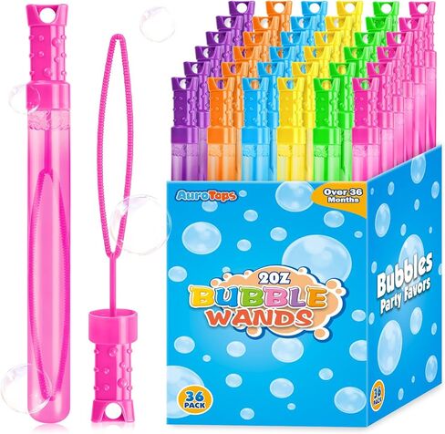 AuroTops 48 Pcs Bubble Wands Bulk,Bubbles Party Favors for Kids Giant Bubble Wand,Big Bubbles Birthday Gifts for Boys Girls,Ideal for Carnival,Wedding,Classroom Prizes,Goodies Bags Stuffers,6 Colors in Kuwait
