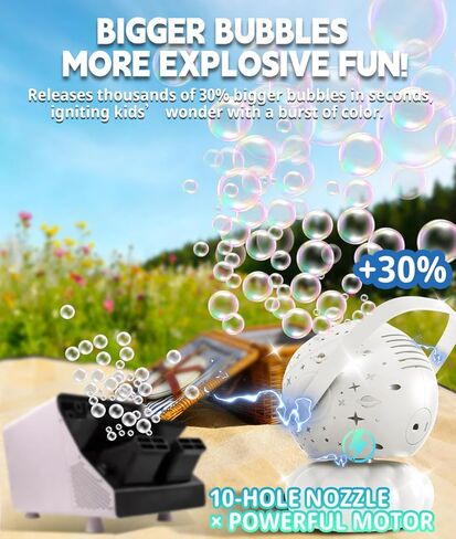 Upgraded Bubble Machine, Integrated USB-C Rechargeable, 9Colors RGB Light, 20.3oz Big Tank, 35000+ Bubbles - Bubble Maker for Kids Toddlers 1-3, Birthday, Parties - Outdoor Toys Gift for Boy Girl in Kuwait