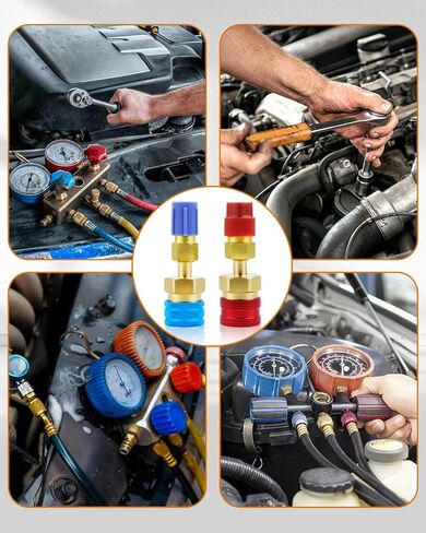 محول R1234yf، 2 حزمة R1234yf إلى R134a طقم محول، قارنات سريعة لإعادة شحن وتحويل مبرد مكيف الهواء للسيارة ذو الجانب العالي والمنخفض in Kuwait