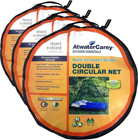 Double Circular Bed Mosquito Net Treated with Insect Shield Permethrin Bug Repellent, Green Bed Net, One Size in Saudi Arabia