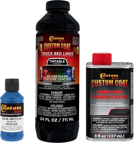 Custom Coat Reflex Blue 1 Quart Urethane Spray-On Truck Bed Liner Kit - Easy Mixing, Just Shake, Shoot - Professional Durable Textured Protective Coating, Prevent Stop Rust - Car, Auto Equipment in Kuwait