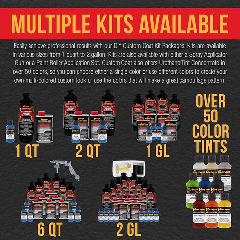 Custom Coat Reflex Blue 1 Quart Urethane Spray-On Truck Bed Liner Kit - Easy Mixing, Just Shake, Shoot - Professional Durable Textured Protective Coating, Prevent Stop Rust - Car, Auto Equipment in Kuwait