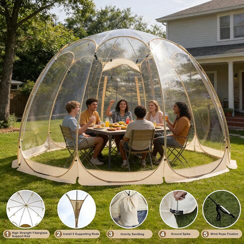 يطفو على السطح خيمة فقاعة 12x12x8FT 8 لوحات، 8-12 شخص خيمة القباني، خيمة نجمة، خيمة اقتراح، خيمة فناء DIY، جراب مقاوم للطقس، مقاوم للطقس والدليل على البرد خيمة شفافة التخييم خيمة in Saudi Arabia