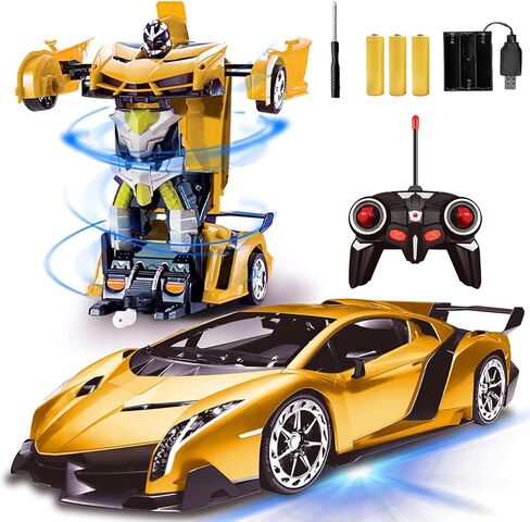 Remote Control Car - Transform Robot Toys for Boys Teens, Rechargeable RC Car with Lights, 2.4Ghz RC Car 1:18 Rechargeable 360° Rotating Race Transform Car Birthday Christmas Gifts for Kids in Kuwait