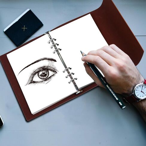 ورق A5 فارغ - عبوات ورق مثقوبة بـ 6 فتحات لحافظة A5، ورق طابعة 80 ورقة/160 صفحة، 100 جرامًا للمتر المربع، أبيض، 5.6 بوصة × 8.2 بوصة in Kuwait
