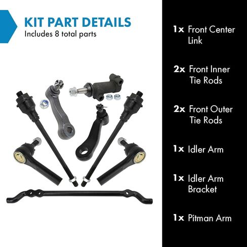 TRQ Front Steering Kit Center Link Idler Arm Idler Arm Bracket Assembly Pitman Tie Rod Compatible with 01-12 Chevrolet GMC 03-07 Hummer in Kuwait
