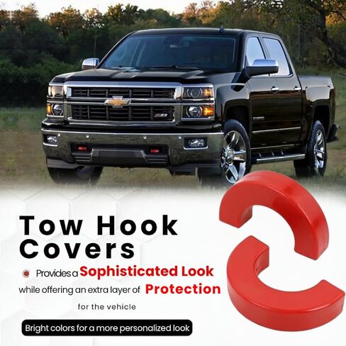 2PCS Tow Hook Covers Compatible with Chevy Silverado 1500 2007-2024, Hitch Protector Accessories(2007-2024), Fits Chevrolet Silverado 1500 Models in Kuwait