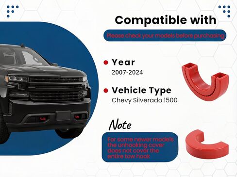 2PCS Tow Hook Covers Compatible with Chevy Silverado 1500 2007-2024, Hitch Protector Accessories(2007-2024), Fits Chevrolet Silverado 1500 Models in Kuwait