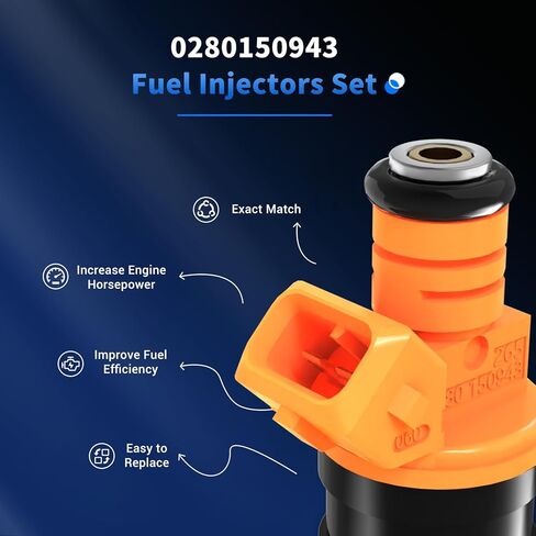 Fuel Injectors Compatible with Ford F150 F250 F350 E150 E250 E350 Sueper Duty Lincoln Mercury 4.6L 5.8L V8 (Set of 8), Replace 0280150943 0280150939 0280150909 FJ713 in Kuwait