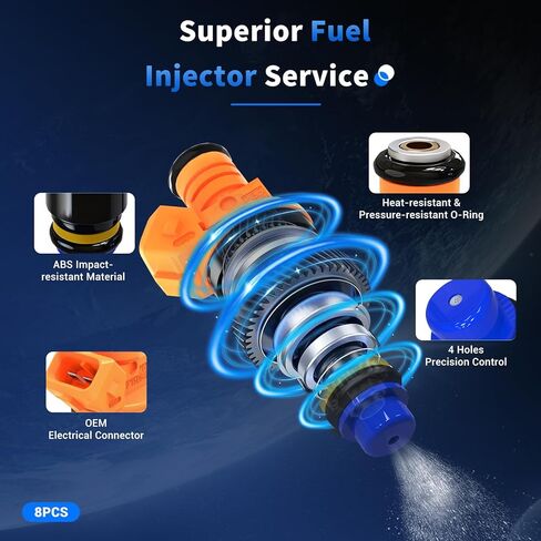 Fuel Injectors Compatible with Ford F150 F250 F350 E150 E250 E350 Sueper Duty Lincoln Mercury 4.6L 5.8L V8 (Set of 8), Replace 0280150943 0280150939 0280150909 FJ713 in Kuwait