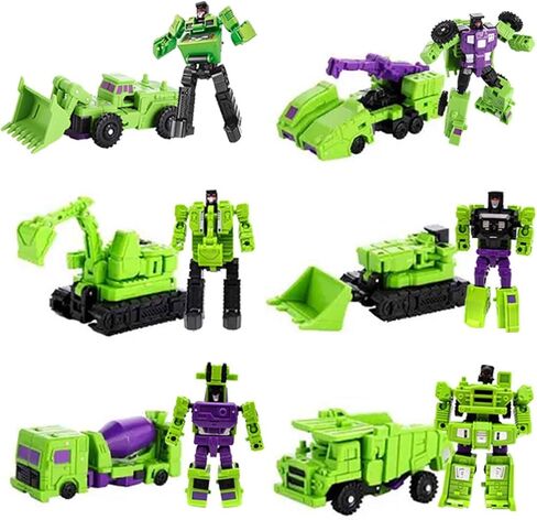 WILD HUNTER 6 in 1 Construction Truck Robot Toys Transforming Vehicles Combine into Giant Mech Gravity Builder Constructor Engineering Truck Robot Combiner 8.7" Robot STEM Building Playset Excavator in Kuwait