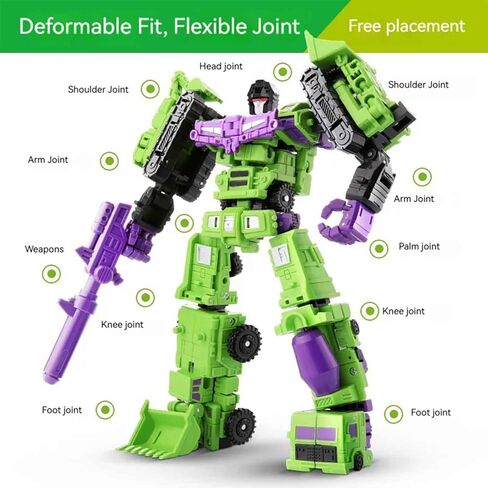 WILD HUNTER 6 in 1 Construction Truck Robot Toys Transforming Vehicles Combine into Giant Mech Gravity Builder Constructor Engineering Truck Robot Combiner 8.7" Robot STEM Building Playset Excavator in Kuwait