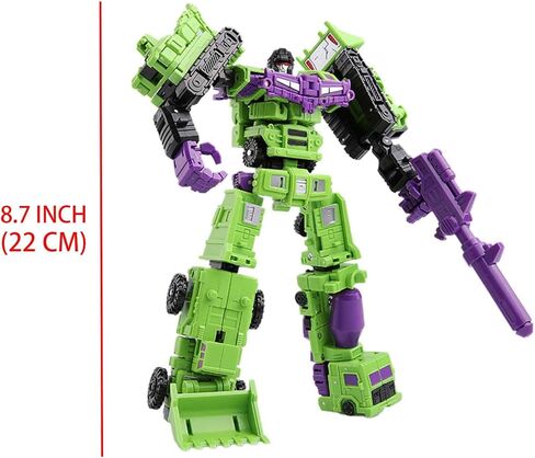 WILD HUNTER 6 in 1 Construction Truck Robot Toys Transforming Vehicles Combine into Giant Mech Gravity Builder Constructor Engineering Truck Robot Combiner 8.7" Robot STEM Building Playset Excavator in Kuwait