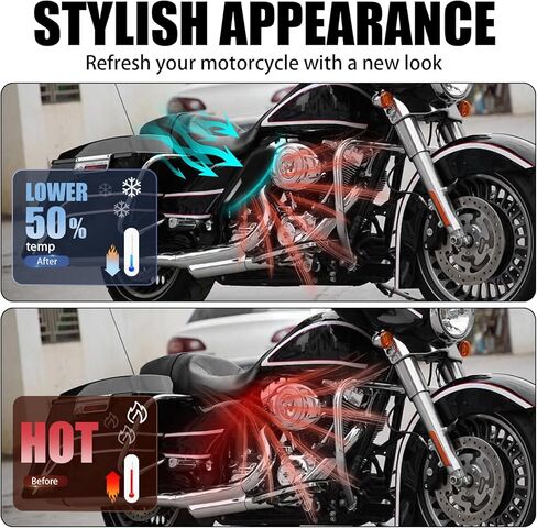عاكس هواء أسود متوسط ​​الإطار دروع حرارية 2009-2024 متوافق مع Harley Davidson Touring Street Glide Road Glide Electra Glide Road King Ultra Limited Tri Glide CVO in Kuwait