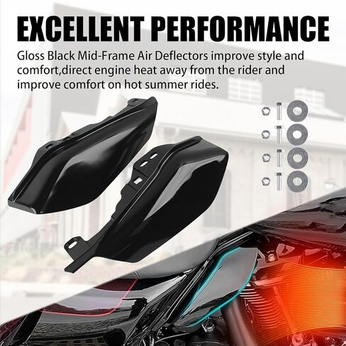 عاكس هواء أسود متوسط ​​الإطار دروع حرارية 2009-2024 متوافق مع Harley Davidson Touring Street Glide Road Glide Electra Glide Road King Ultra Limited Tri Glide CVO in Kuwait