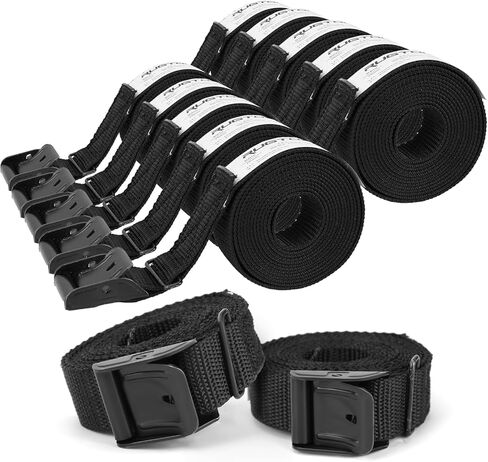 Rugtol Lashing Strap, 1 Inch x 6FT Cinch Straps with Adjustable Buckles, 550lb Heavy Duty Secure Cam Strap Easy Pull Tight or Release Black Cargo Tie Down Straps for Kayak Motorcycle Luggage, 12 Pack in Saudi Arabia