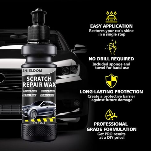 SHIELDOM Scratch Remover Car Scratches Removal Wax Vehicles Scuff & Swirl Polishing & Waxing Kits with Buffer Pad & Towel, Rubbing Compound for Automobile Paint Repair -5oz in Kuwait