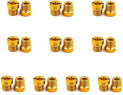 Holley Carb Carburetor 1/4-32 مجموعة الطائرات الرئيسية حجم الفتحة هو: 90 91 92 93 94 95 96 97 98 99,10 مجموعات في المجموع، 2 قطعة لكل حجم، حجم الخيط: 1/4"-32 in Kuwait