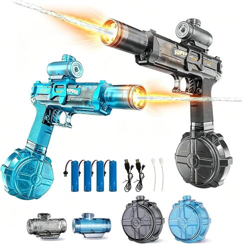 Electric Water Gun for Kids Adults, Automatic Squirt Gun with LED Light & Spray Sound, Rechargeable Waterguns with Large Tank, Summer Outdoor Pool Beach Backyard Water Toys Gifts for Boys Girls in Kuwait