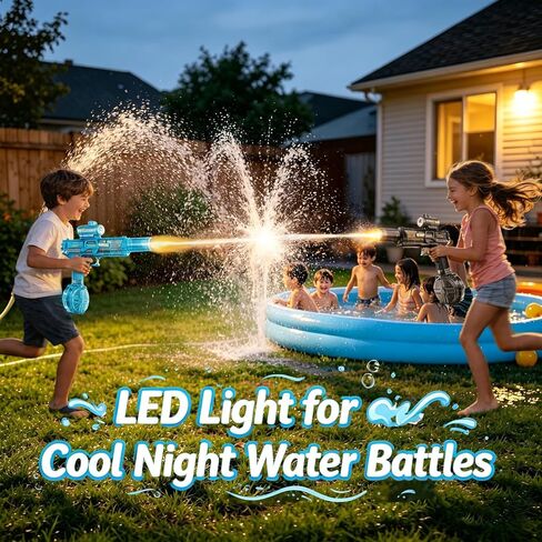 Electric Water Gun for Kids Adults, Automatic Squirt Gun with LED Light & Spray Sound, Rechargeable Waterguns with Large Tank, Summer Outdoor Pool Beach Backyard Water Toys Gifts for Boys Girls in Kuwait