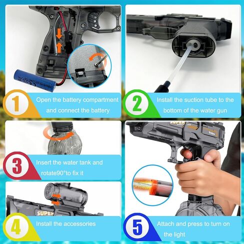 Electric Water Gun for Kids Adults, Automatic Squirt Gun with LED Light & Spray Sound, Rechargeable Waterguns with Large Tank, Summer Outdoor Pool Beach Backyard Water Toys Gifts for Boys Girls in Kuwait