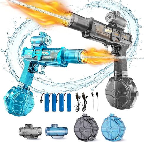 Electric Water Gun for Kids Adults, Automatic Squirt Gun with LED Light & Spray Sound, Rechargeable Waterguns with Large Tank, Summer Outdoor Pool Beach Backyard Water Toys Gifts for Boys Girls in Kuwait