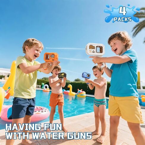 4 Pack Mini Tech Water Guns for Kids, Transparent Window Squirt Gun with Easy Press Trigger, Summer Pool Beach Bath Outdoor Toys in Kuwait