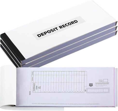 Gilprop 3 Pack 2-Part Booked Deposit Tickets 8 7/8" x 3 3/8" Carbonless White/Yellow 150 Deposit Slips Per Book Icr Scannable Design for Accurate Bank Processing in Kuwait