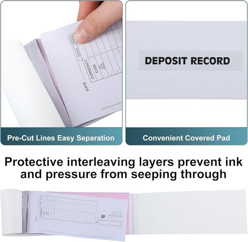 Gilprop 3 Pack 2-Part Booked Deposit Tickets 8 7/8" x 3 3/8" Carbonless White/Yellow 150 Deposit Slips Per Book Icr Scannable Design for Accurate Bank Processing in Kuwait