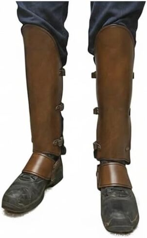 أغطية أحذية طويلة من الجلد الصناعي Steampunk Spats Greaves Gaiters Legguards التمهيد قمم الصليبيين فارس الملحقات in Saudi Arabia